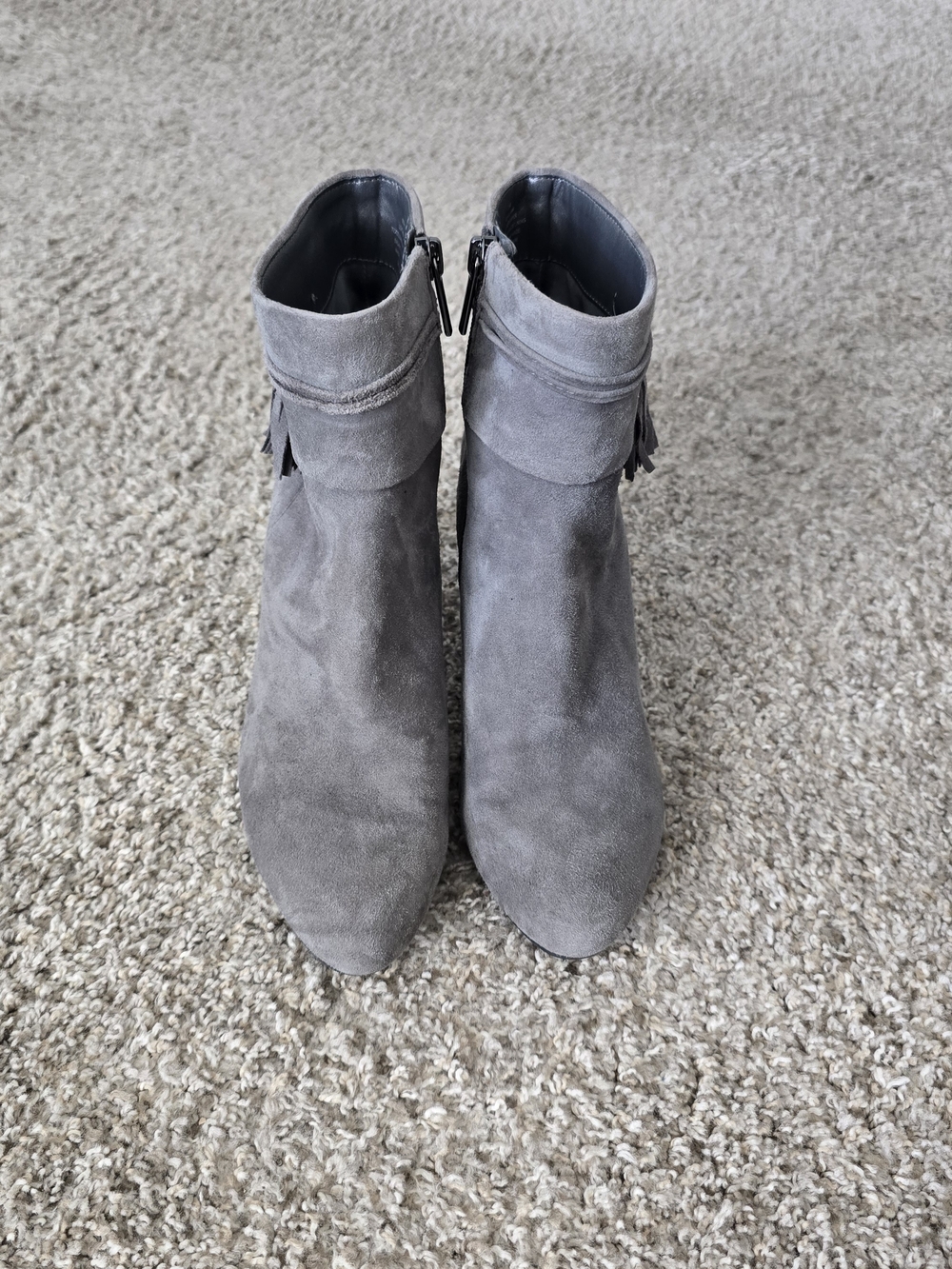 Bandolino BDWILLARIA Womens Gray Genuinr Leather Ankle Booties Pointed Toe Zip 7